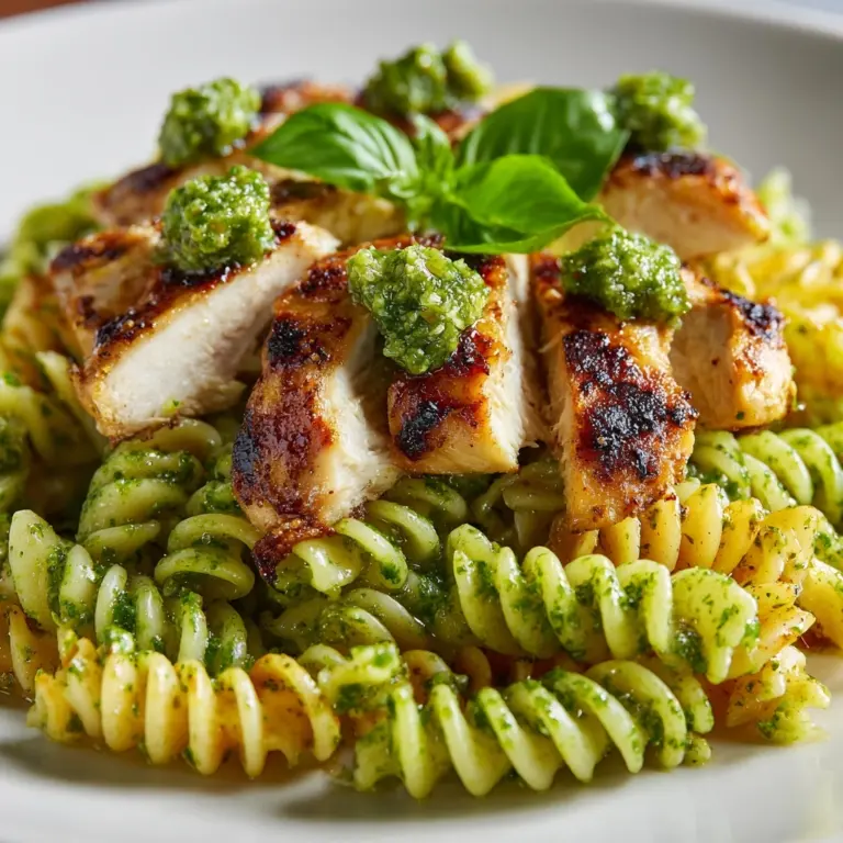 Pasta with Spinach Pesto and Grilled Chicken Recipe