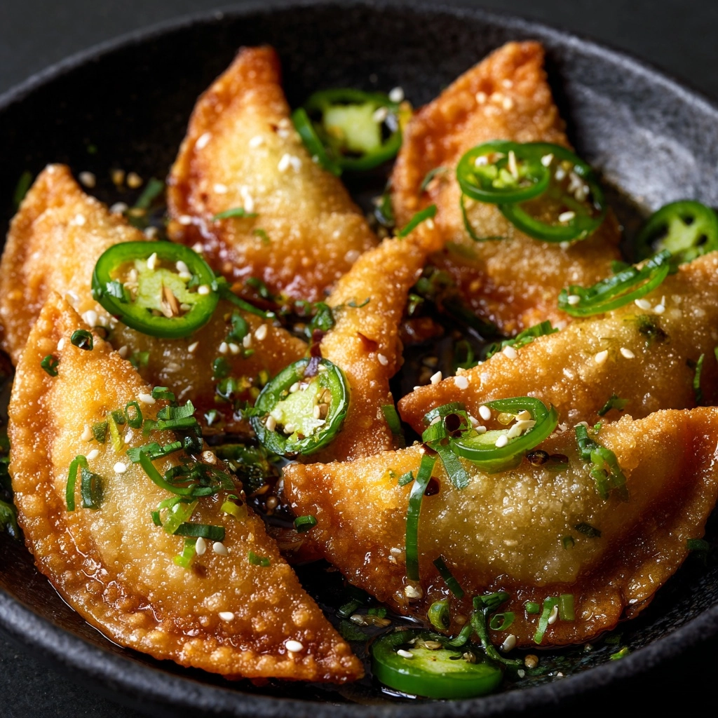 Chile Relleno Wontons with Jalapeño Soy Sauce Recipe - Recipe Image