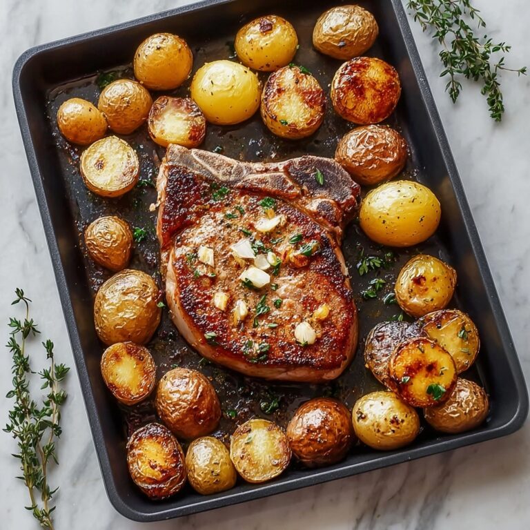 Sheet Pan Pork Chops and Potatoes with Honey-Glazed Rosemary Butter Recipe