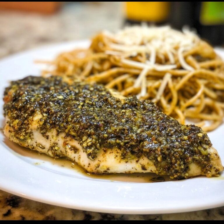 Pistachio Pesto Chicken with Whole Wheat Angel Hair Pasta Recipe
