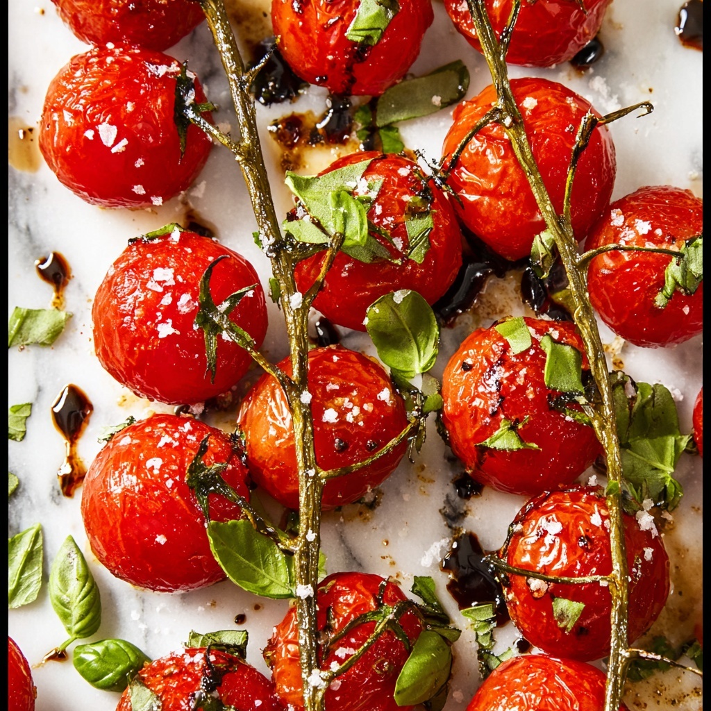 Balsamic Roasted Tomatoes with Fresh Basil Recipe - Recipe Image