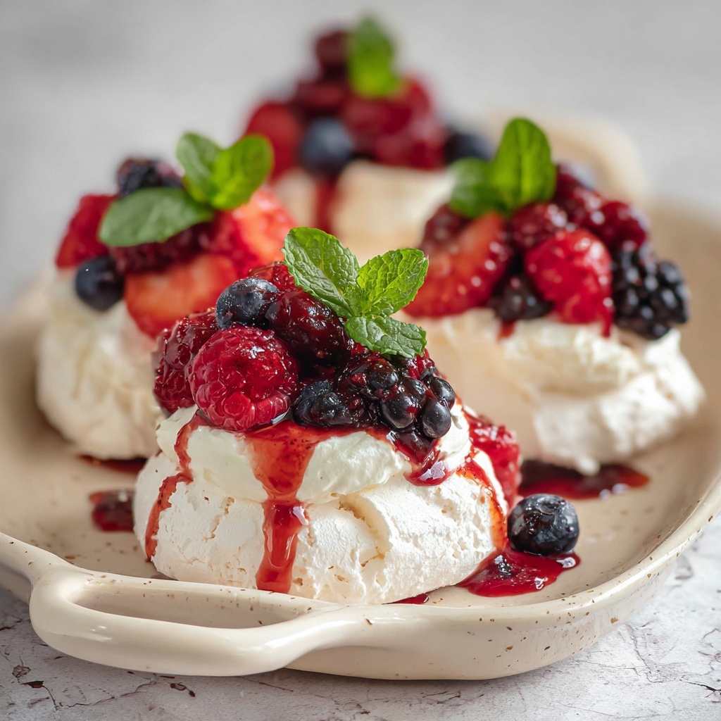 Mini Pavlova with Fresh Berries and Fruit Liqueur Recipe - Recipe Image