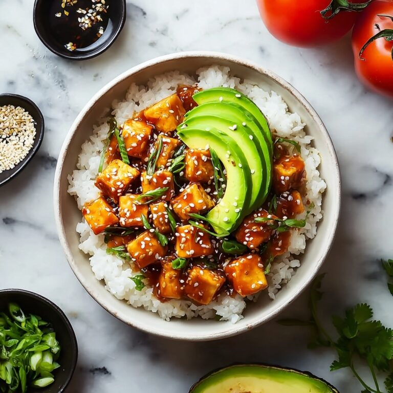 Crispy Teriyaki Tofu and Avocado Rice Stack Recipe