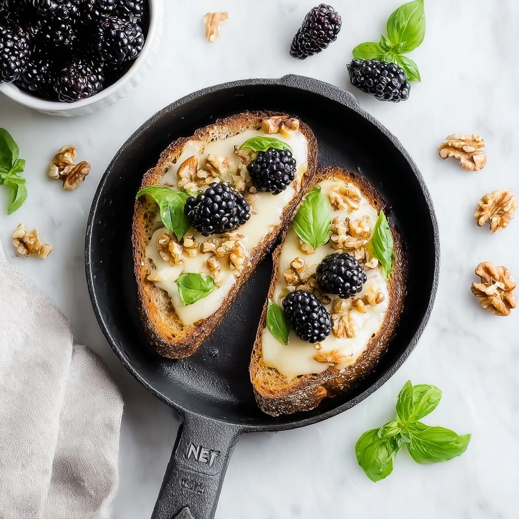 Walnut Toasts with Gruyère and Blackberries Recipe - Recipe Image
