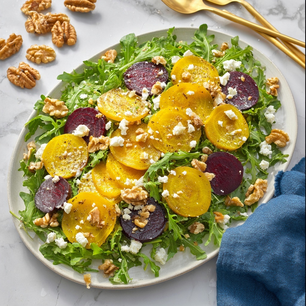 Golden Beet & Arugula Salad with Feta and Walnuts Recipe - Recipe Image