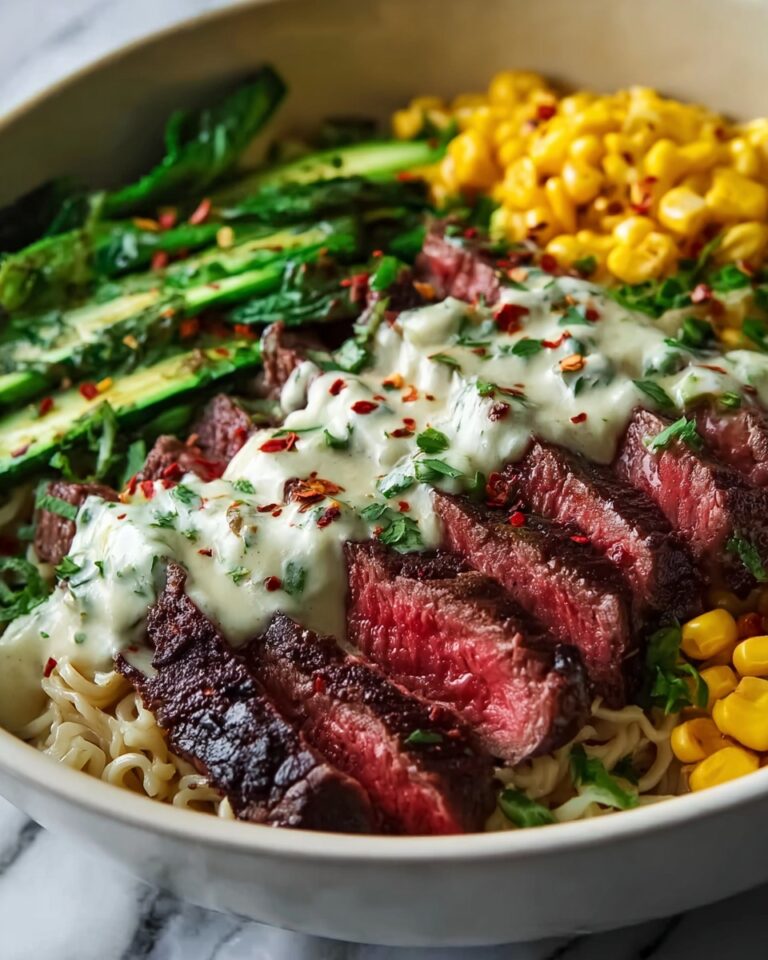 Steak, Avocado & Roasted Corn Bowl with Cilantro Cream Sauce Recipe
