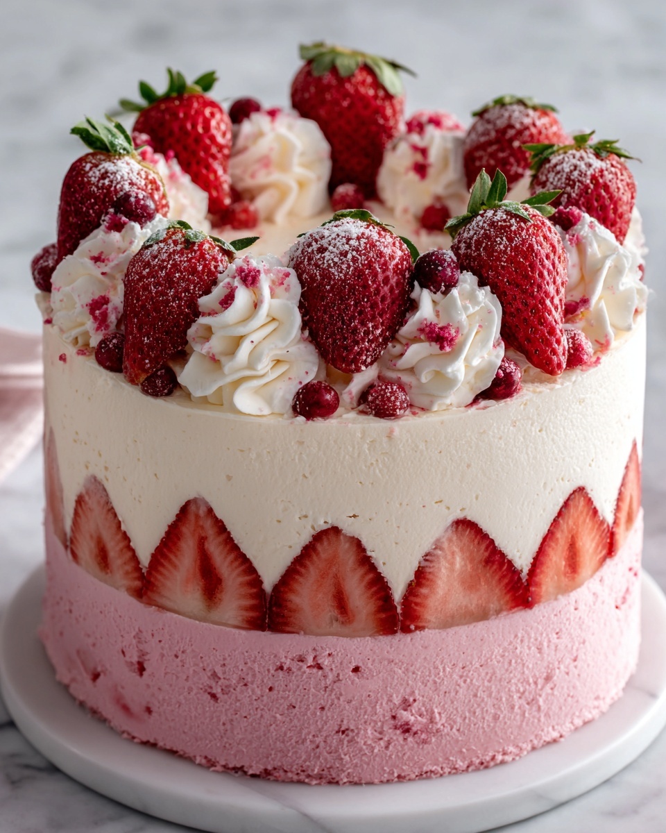 Vanilla Strawberry Ombre Cake Recipe - Recipe Image