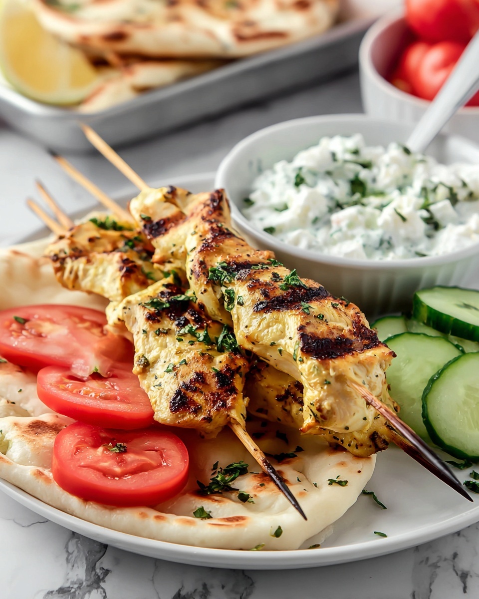 Chicken Souvlaki with Tzatziki and Warm Pita Recipe - Recipe Image