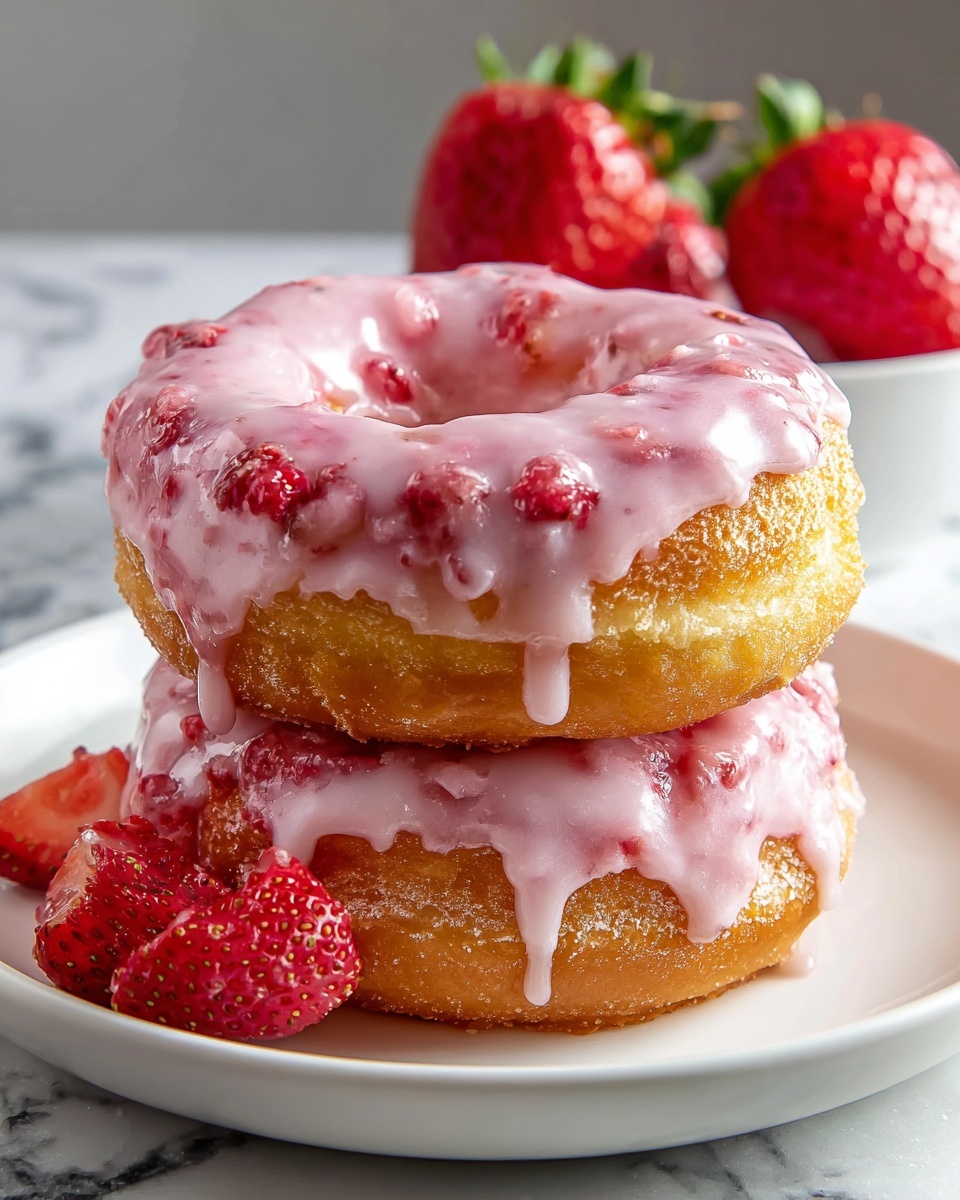 Strawberry Cake Donuts Recipe - Recipe Image