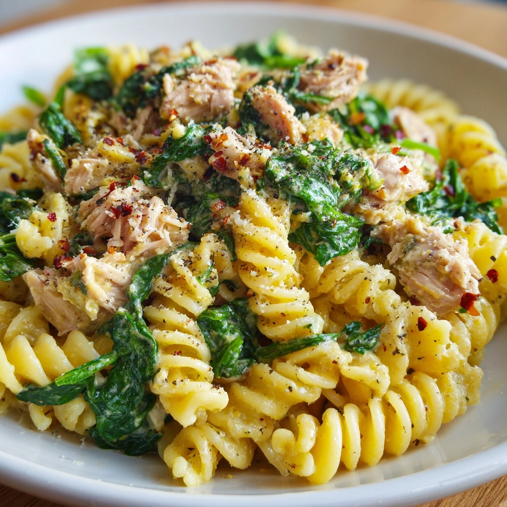 Spicy Tuna Spinach Pasta Recipe - Recipe Image