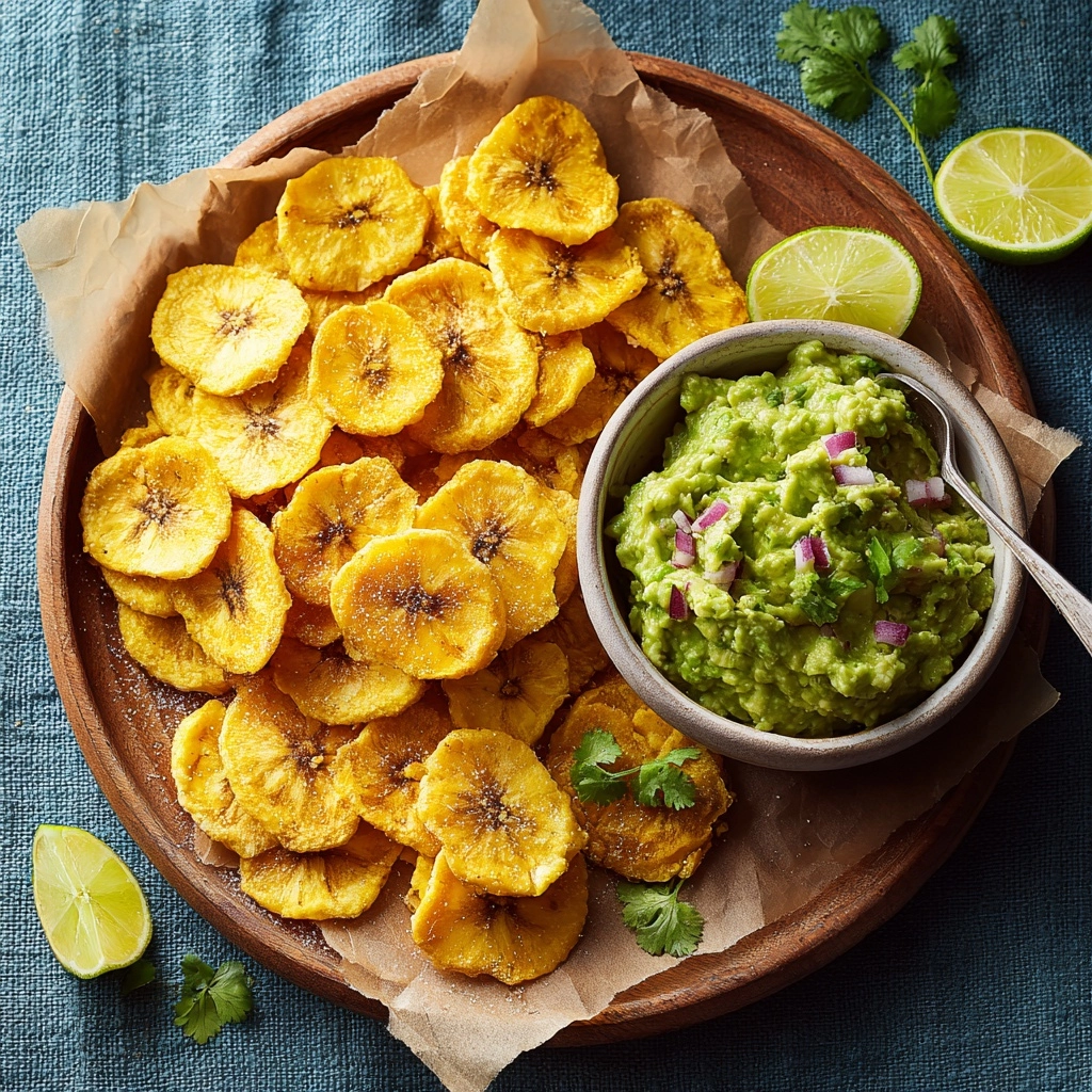 Baked Plantain Chips with Guacamole Recipe - Recipe Image