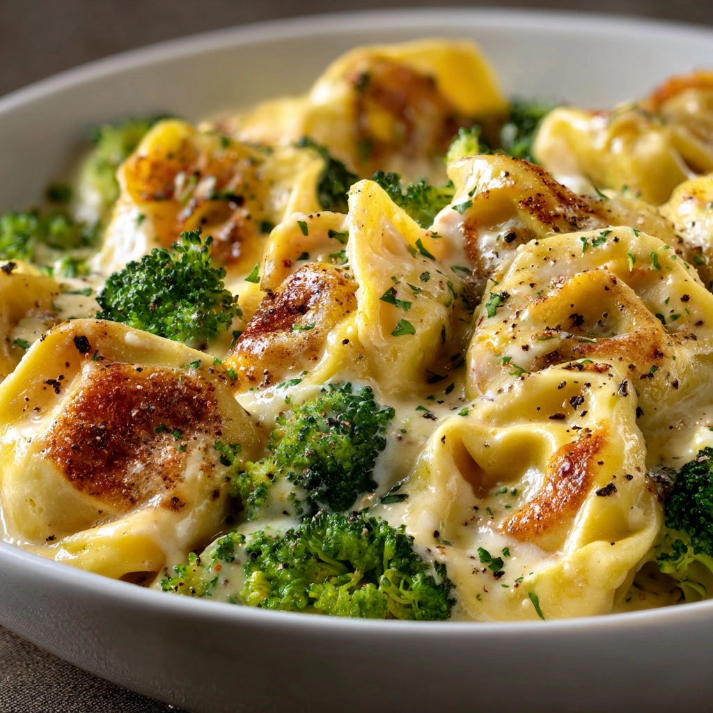 Creamy Garlic Parmesan Tortellini with Chicken & Broccoli Recipe - Recipe Image