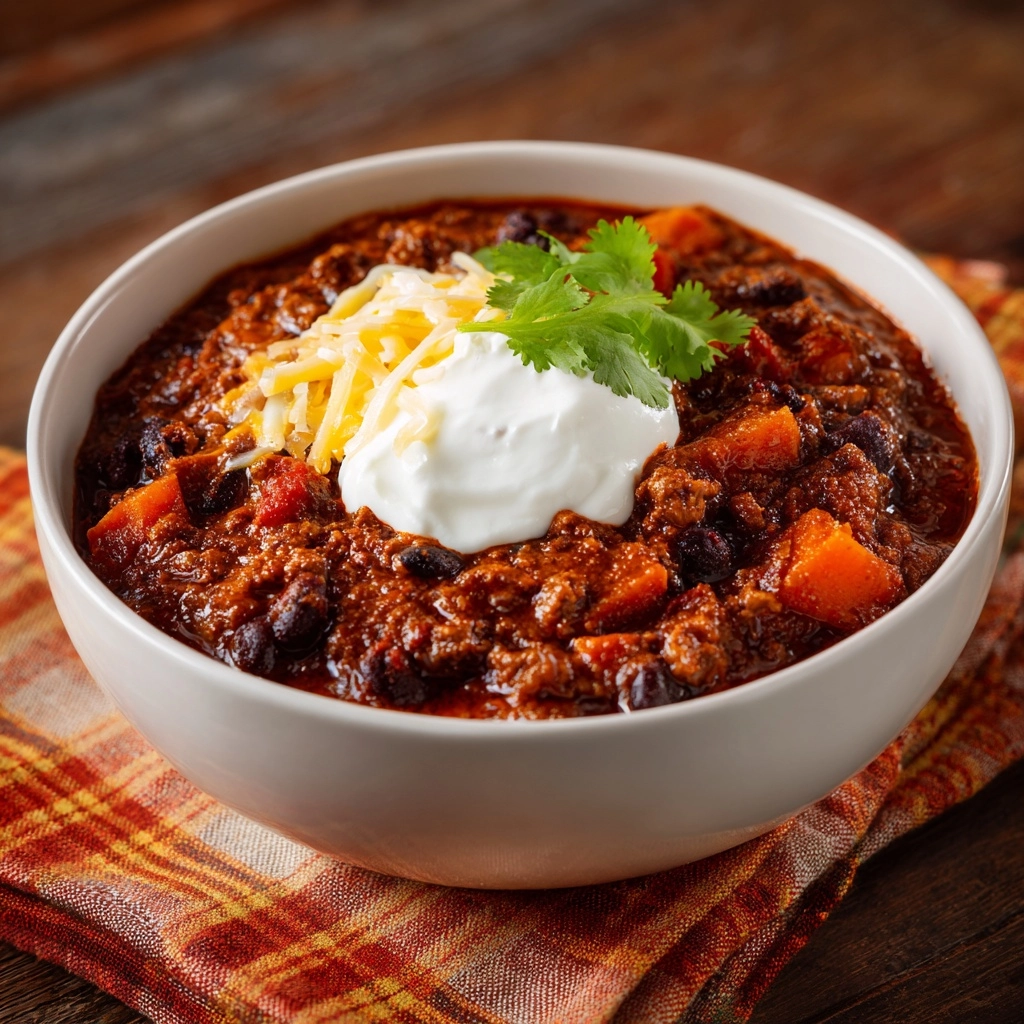 Three-Bean Sweet Potato Chili Recipe - Recipe Image