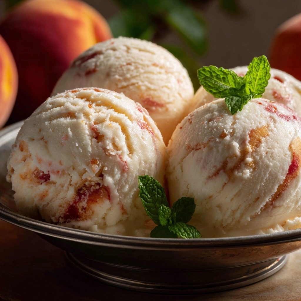 Homemade Peach Ice Cream Recipe - Recipe Image