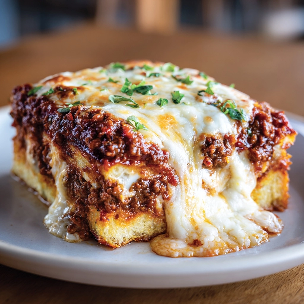 Garlic Bread Cheesy Sloppy Joe Bake Recipe - Recipe Image