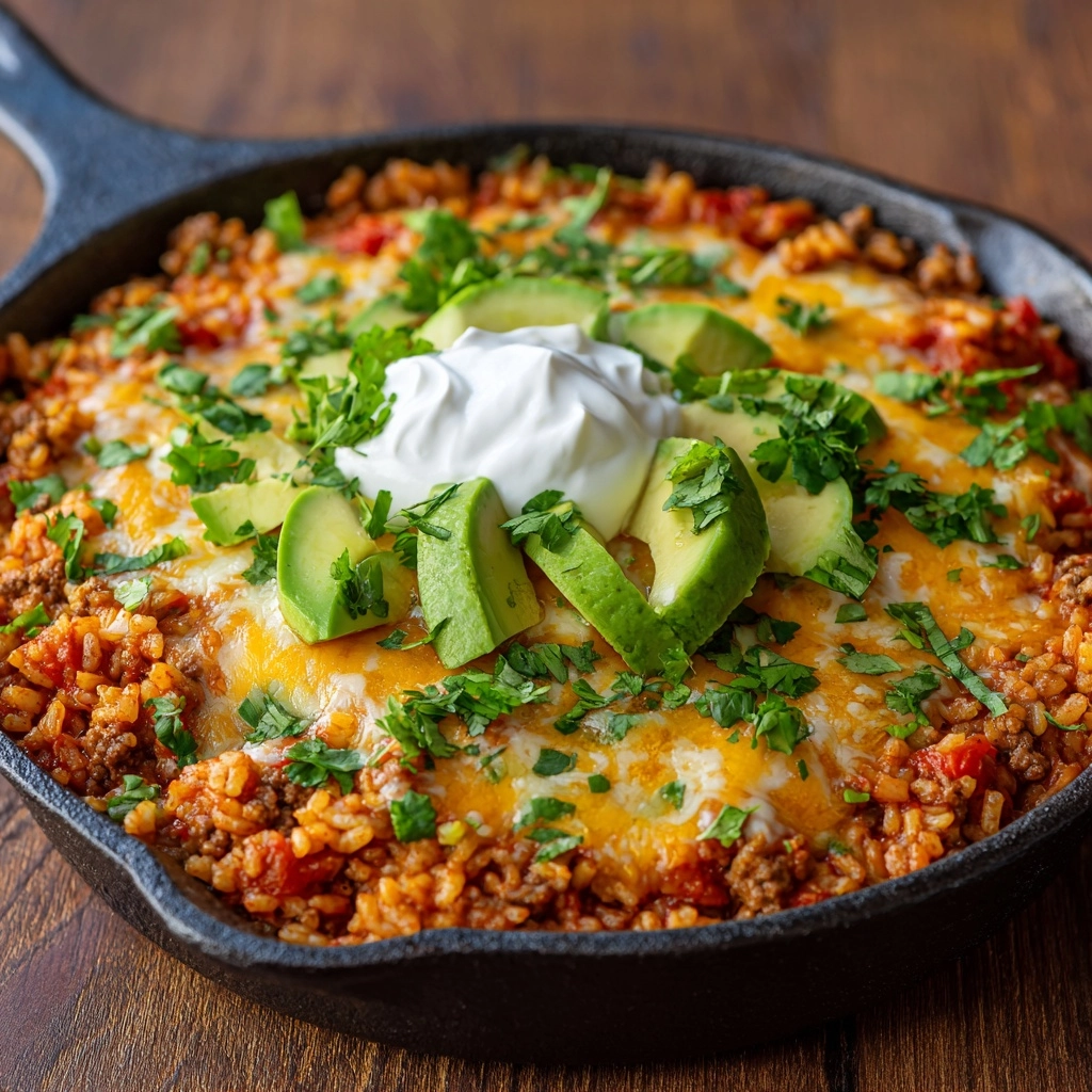 Skillet Mexican Beef and Rice Recipe - Recipe Image