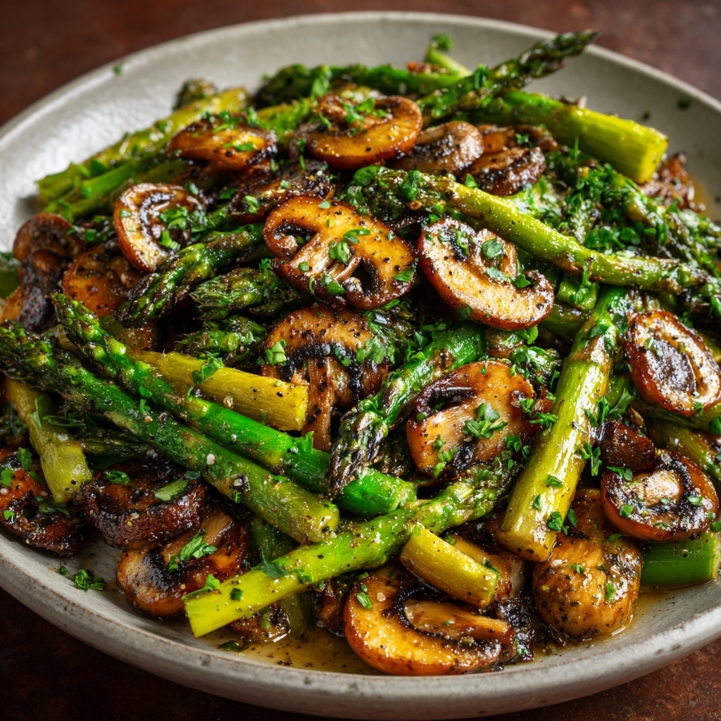 Sautéed Asparagus and Mushrooms Recipe - Recipe Image
