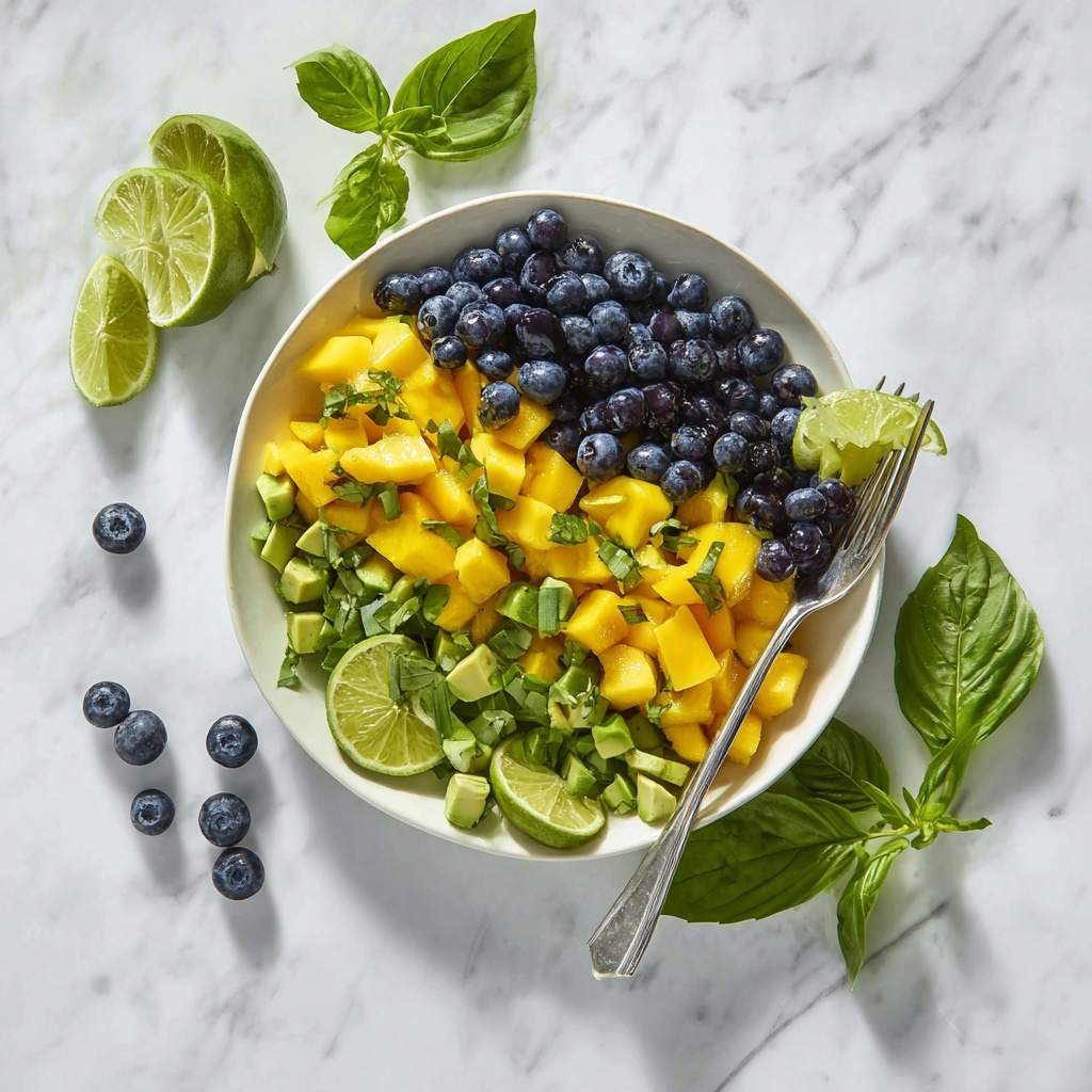 Mango Avocado Salad with Blueberries and Fresh Herbs Recipe - Recipe Image