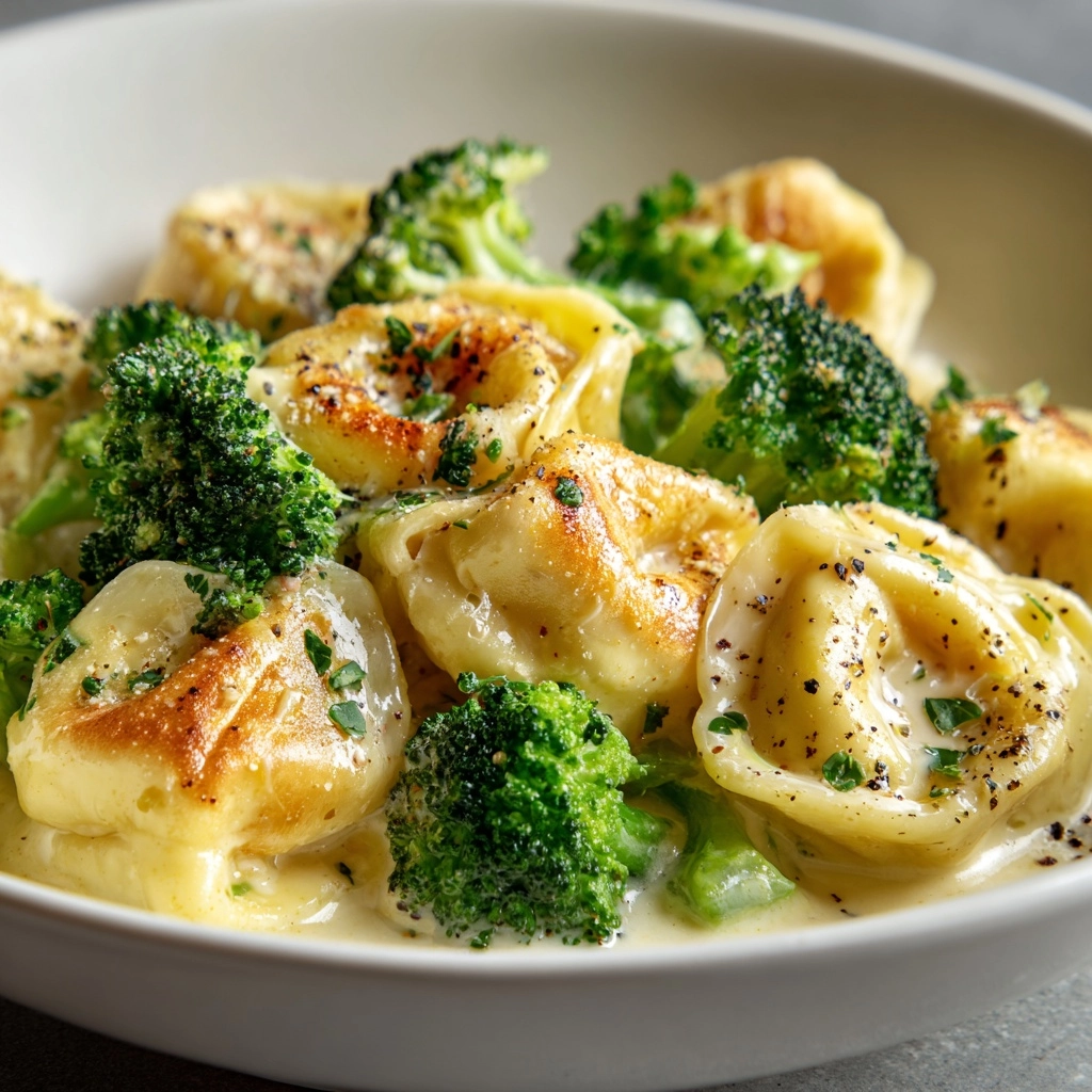 Creamy Garlic Parmesan Tortellini with Chicken & Broccoli Recipe - Recipe Image