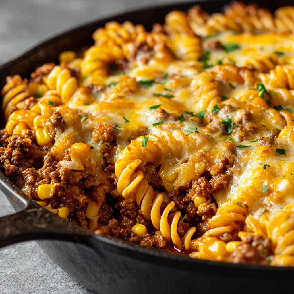 Loaded Cheddar Ranch Beef and Sweet Corn Rotini Bake Recipe - Recipe Image