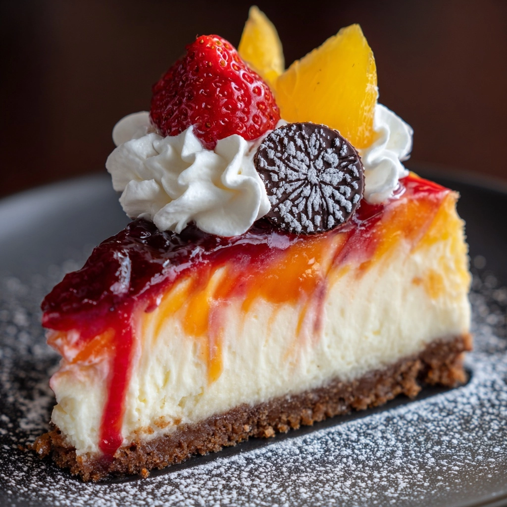 No-Bake Orange Pineapple Swirl Cheesecake Recipe - Recipe Image