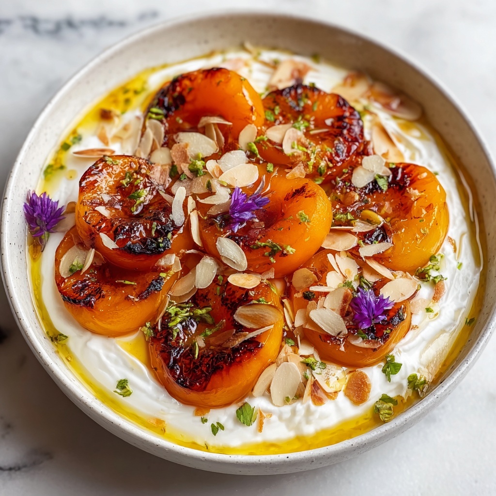 Grilled Apricots with Whipped Goat Cheese and Thyme Honey Glaze Recipe - Recipe Image