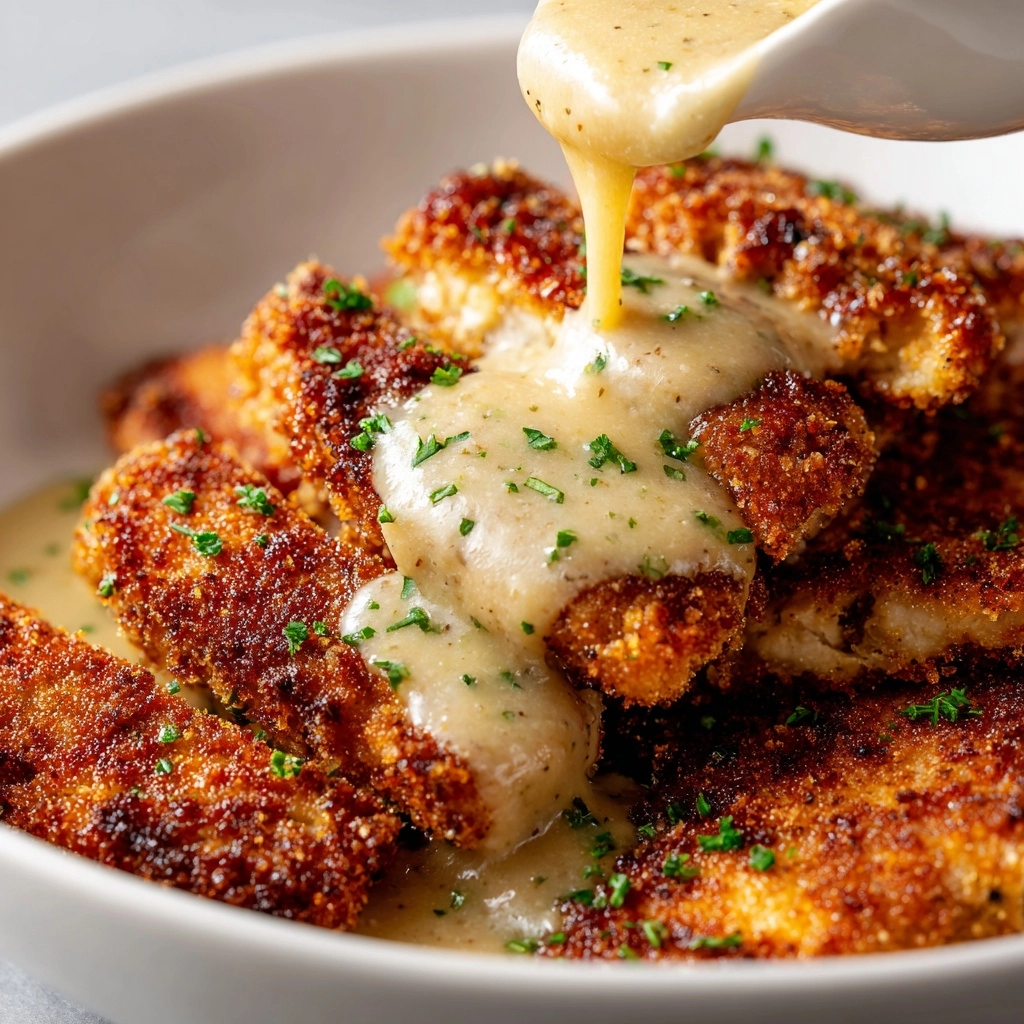 Crispy Parmesan Chicken with a Rich Garlic Sauce Recipe - Recipe Image
