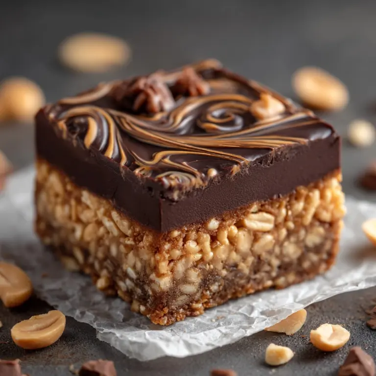 Healthy No-Bake Chocolate Peanut Butter Crunch Bars Recipe