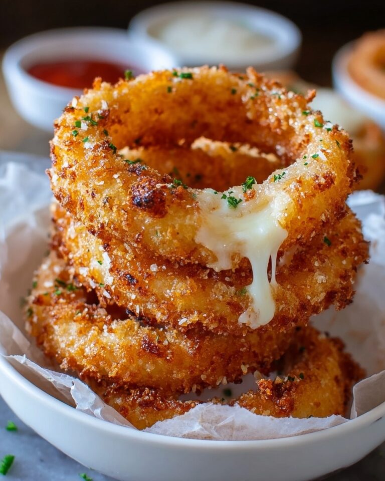 Easy Cheesy Baked Mozzarella Onion Rings Recipe