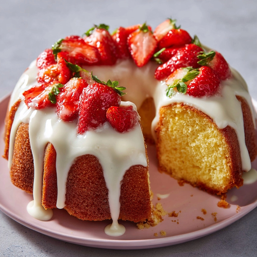 Lemon Cream Cheese Strawberry Pound Cake Recipe - Recipe Image