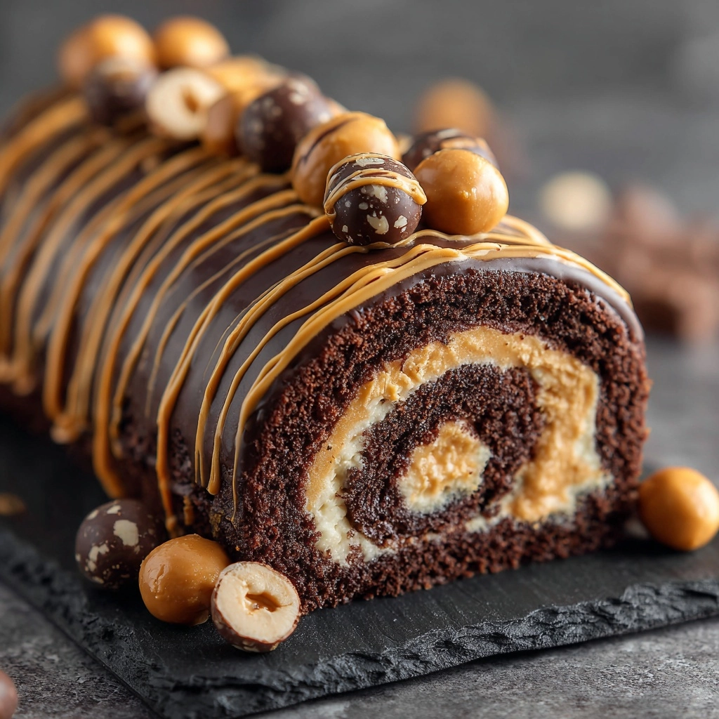 Decadent Chocolate Peanut Butter Cake Roll Recipe - Recipe Image