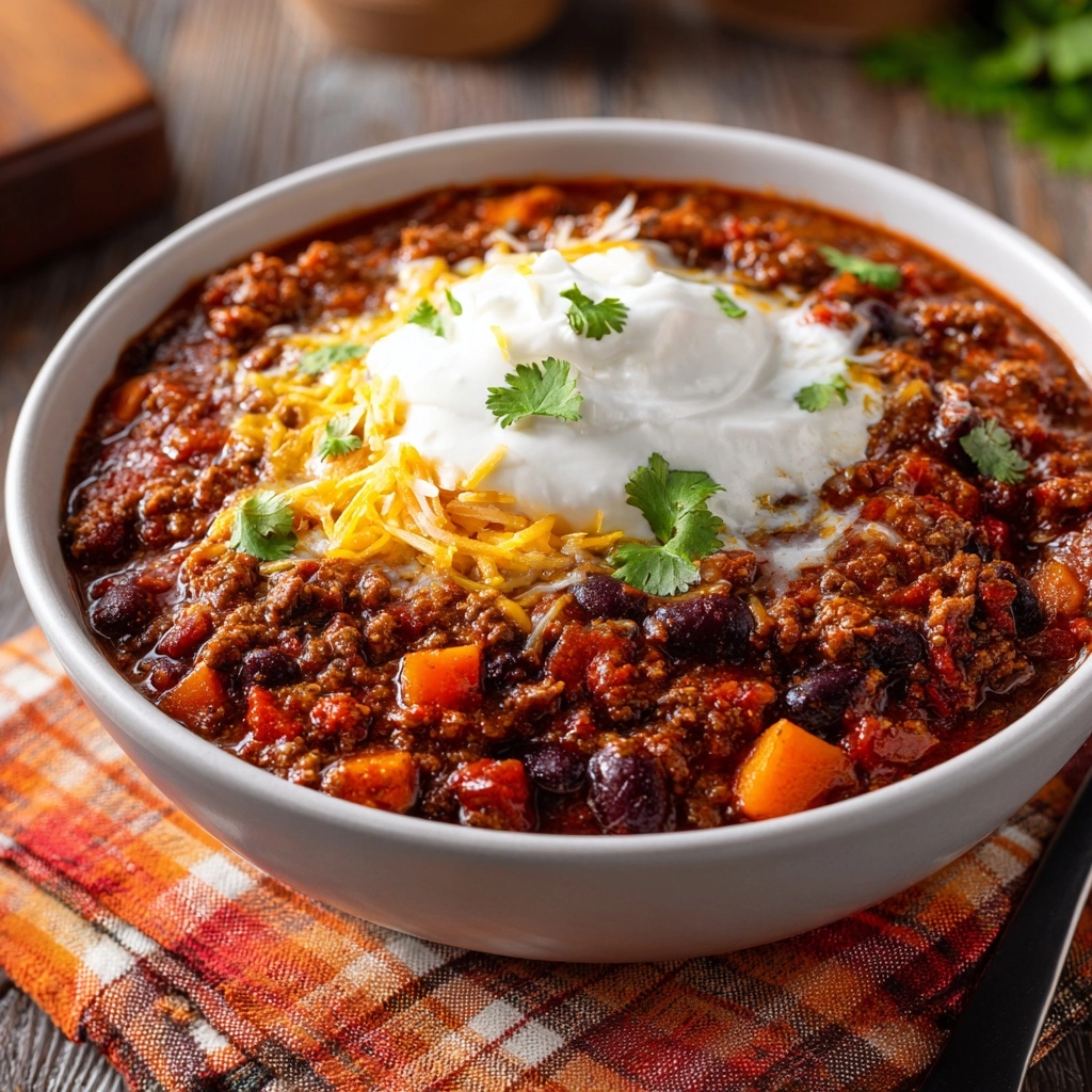 Three-Bean Sweet Potato Chili Recipe - Recipe Image