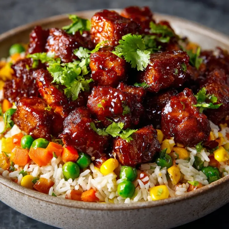 Crispy Saucy Chicken with Vegetable Fried Rice Recipe