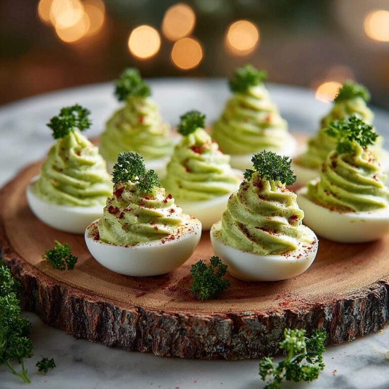 Christmas Tree Deviled Eggs with Avocado Filling Recipe