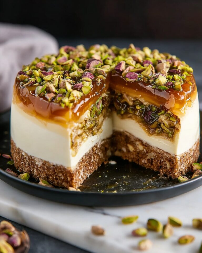 Irresistible Baklava Cheesecake with Honey Pistachio Layers Recipe