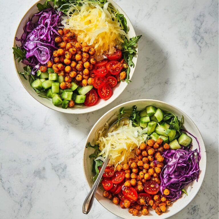 Chickpea Power Bowl with Crispy Spiced Chickpeas and Fresh Veggies Recipe