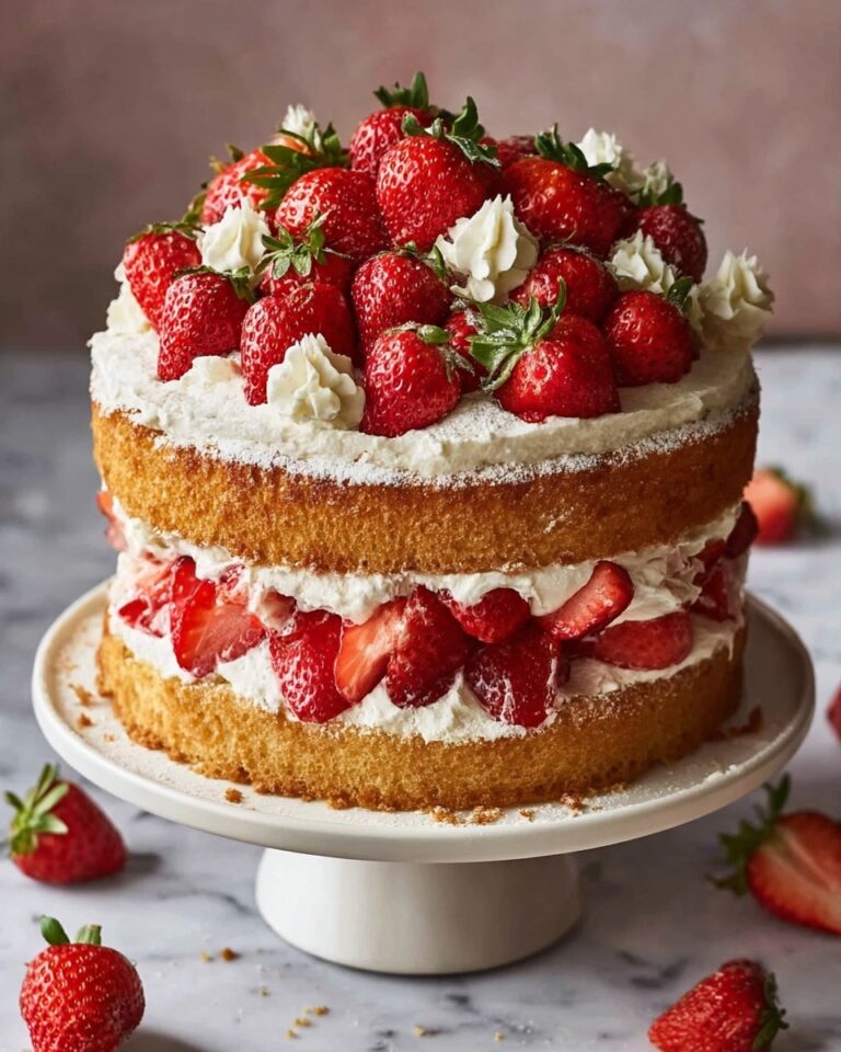 Strawberry & Cream Layer Cake Recipe