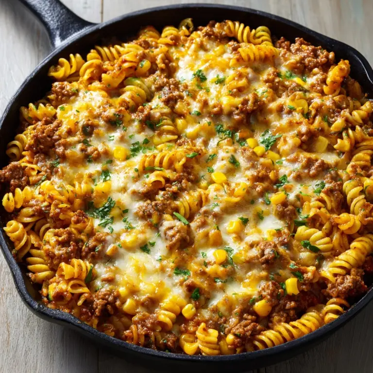 Loaded Cheddar Ranch Beef and Sweet Corn Rotini Bake Recipe