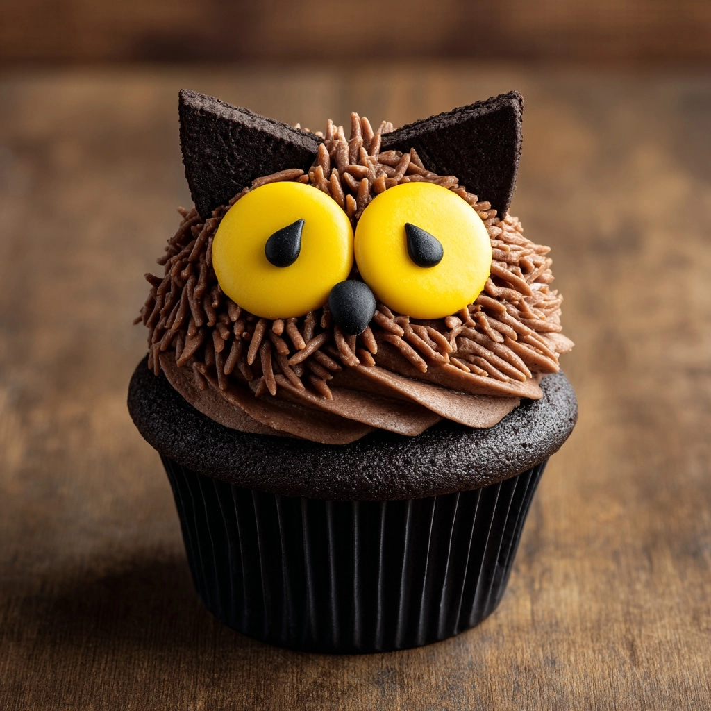 Non-Spooky Black Cat Cupcakes Recipe - Recipe Image