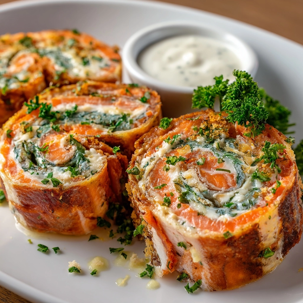 Stuffed Salmon Pinwheels Recipe - Recipe Image
