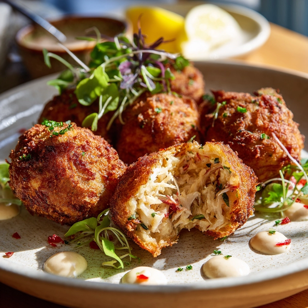 Crab Beignets with Remoulade Dipping Sauce Recipe - Recipe Image