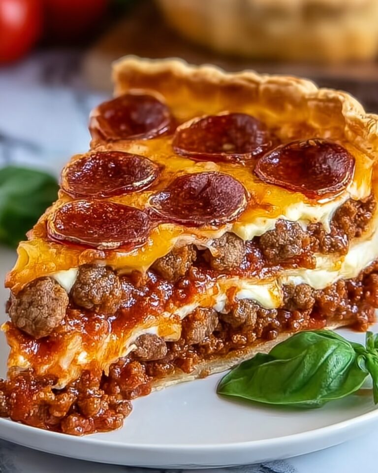 Deep Hamburger Sausage Pepperoni Pie Without the Pork Recipe