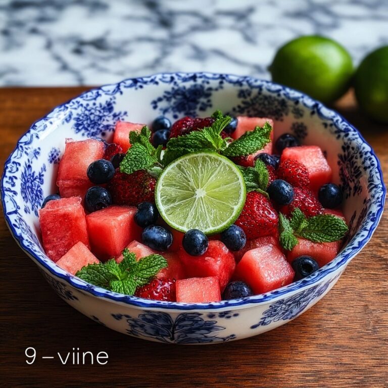 Watermelon Fruit Salad with Lime Mint Dressing Recipe