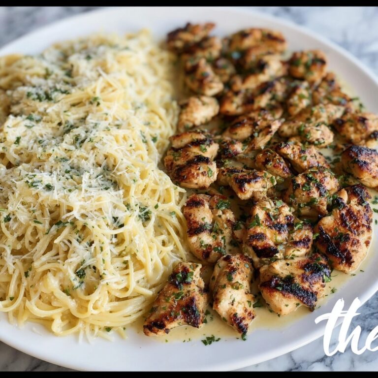 Creamy Garlic Parmesan Chicken with Cheesy Spaghetti Recipe