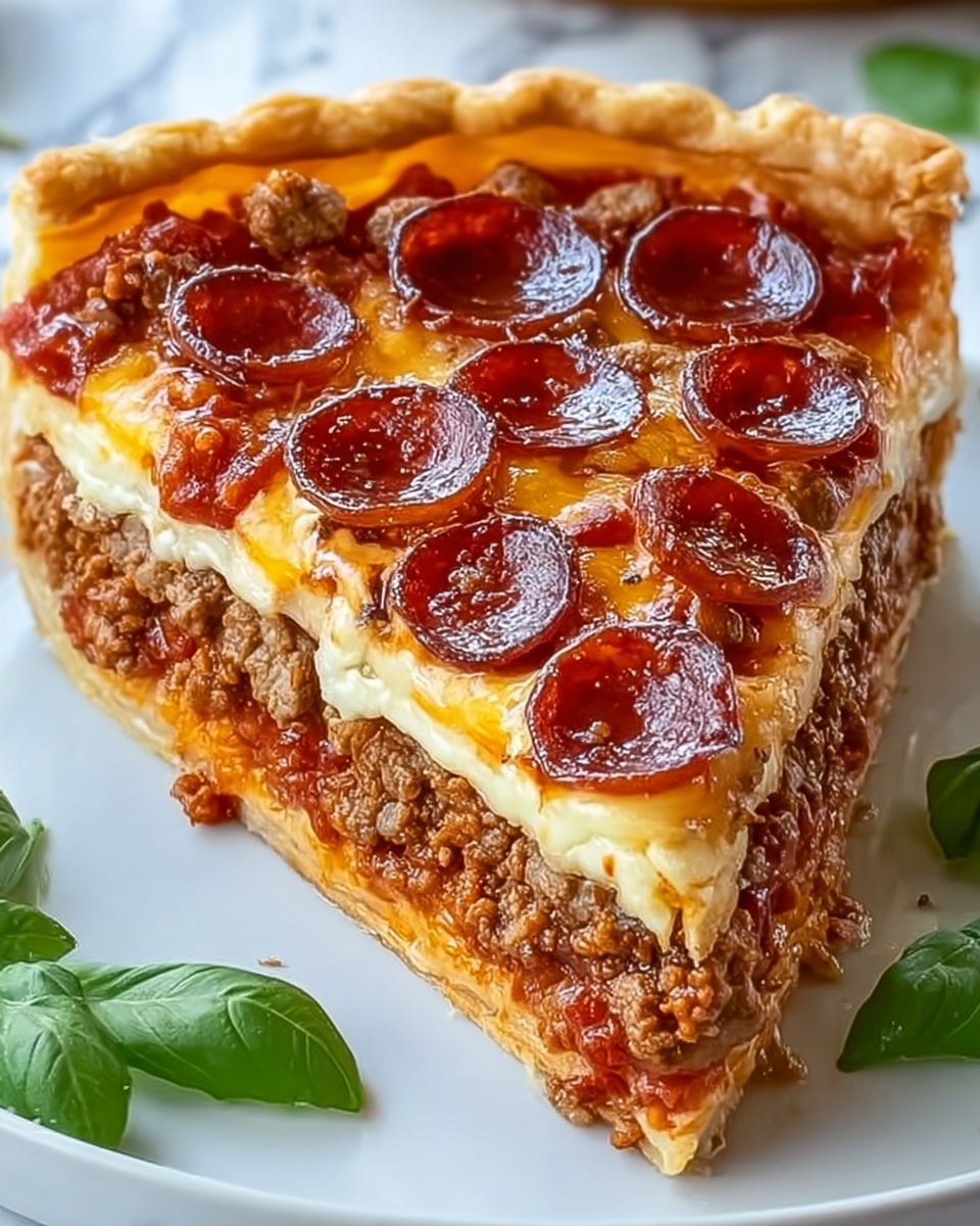 Deep Hamburger Sausage Pepperoni Pie Without the Pork Recipe - Recipe Image