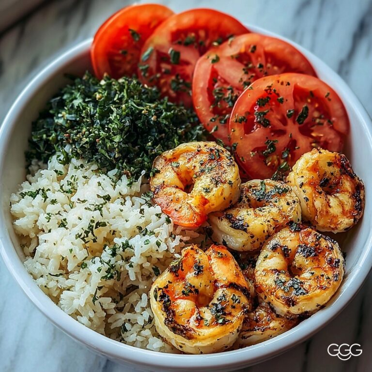Juicy Garlic Butter Shrimp Bowl with Creamy Herb Rice Delight Recipe