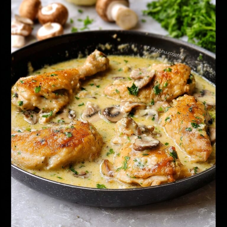 Creamy Mushroom Chicken Thigh Skillet Recipe