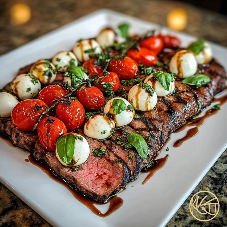 Juicy Grilled Balsamic Steak Caprese with Mozzarella and Basil Recipe