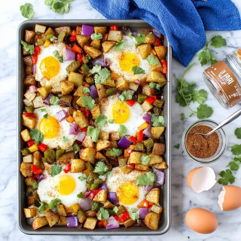 Sheet Pan Breakfast Potato Hash with Eggs and Veggies Recipe