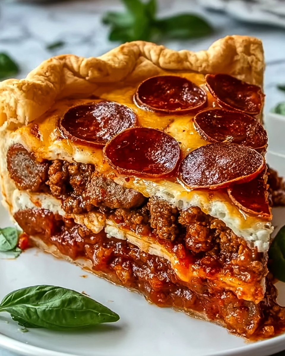 Deep Hamburger Sausage Pepperoni Pie Without the Pork Recipe - Recipe Image